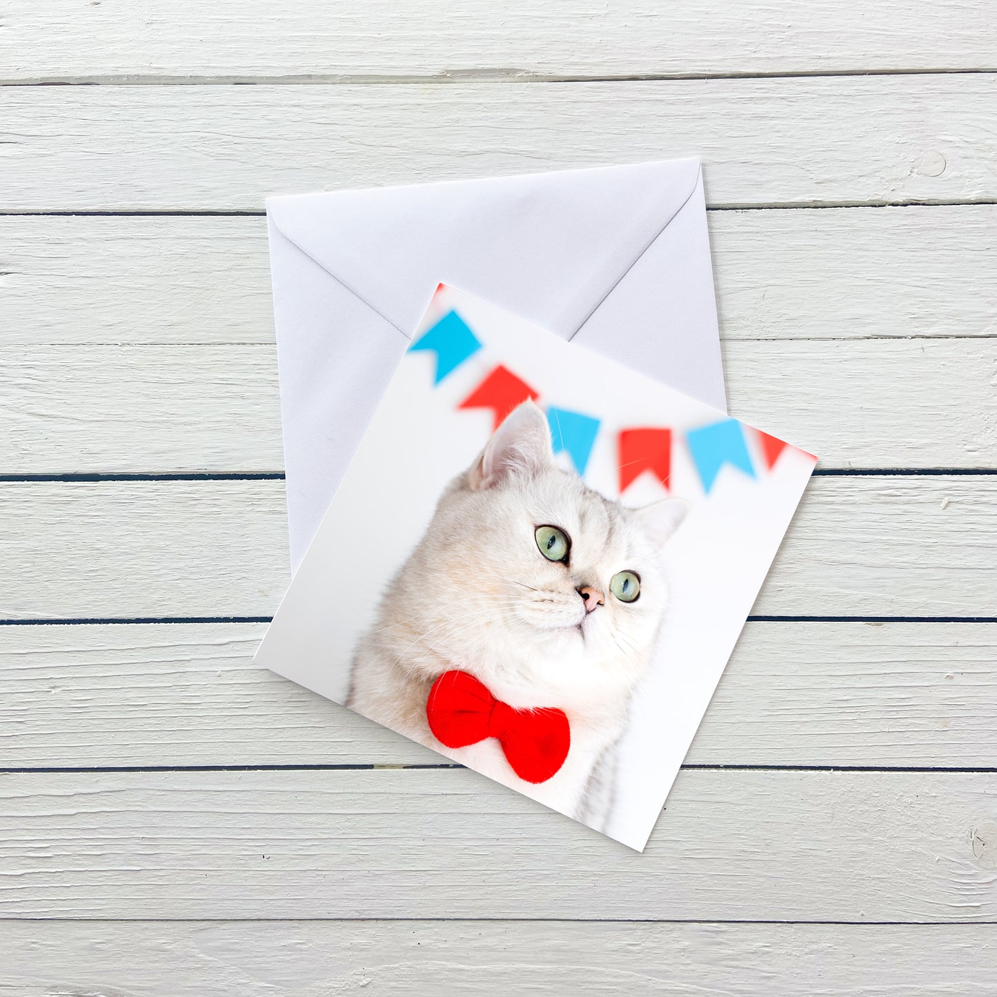 Bunting & Cat Blank Card