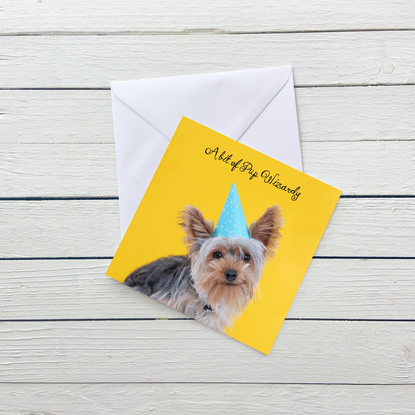 Yorkie Wizard Birthday Card