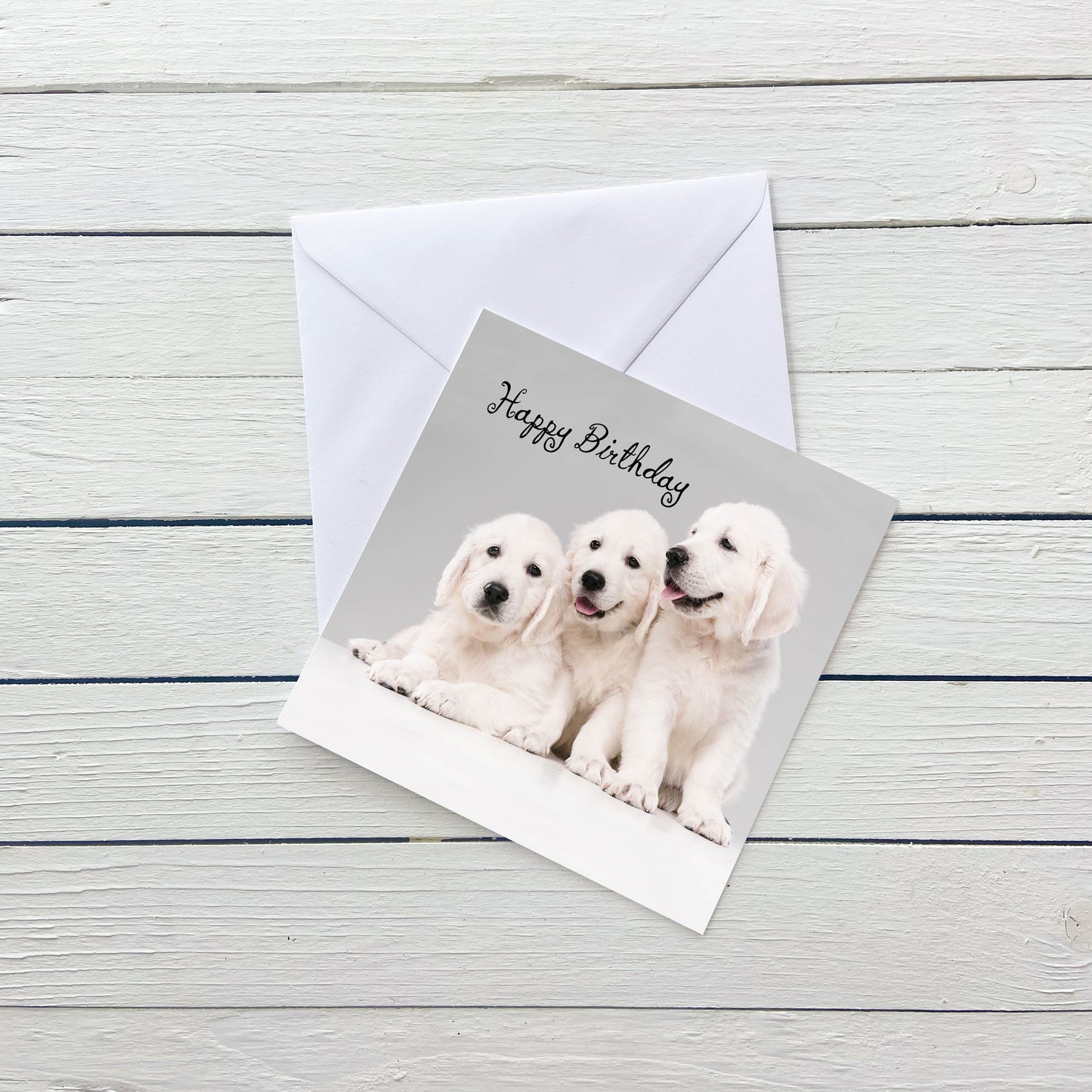 Retriever Pups Dog Birthday Card